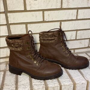 Torrid Brown Combat Boots with Textured Collar